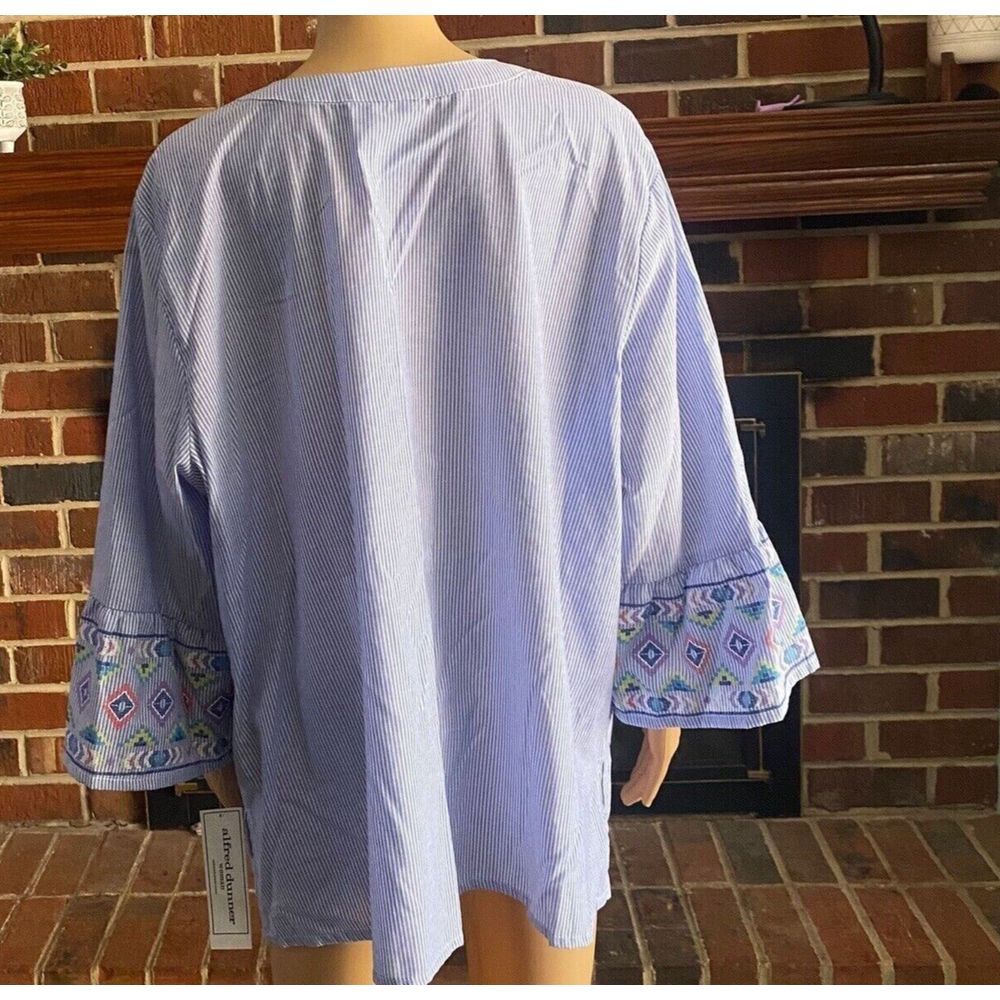 Alfred Dunner Women's Plus Size Striped Flare Sleeve Shirt top Size 2X New - Picture 14 of 14